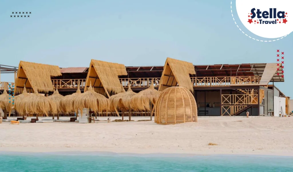 Eden Island Hurghada view from the sea with crystal-clear waters and sandy beaches