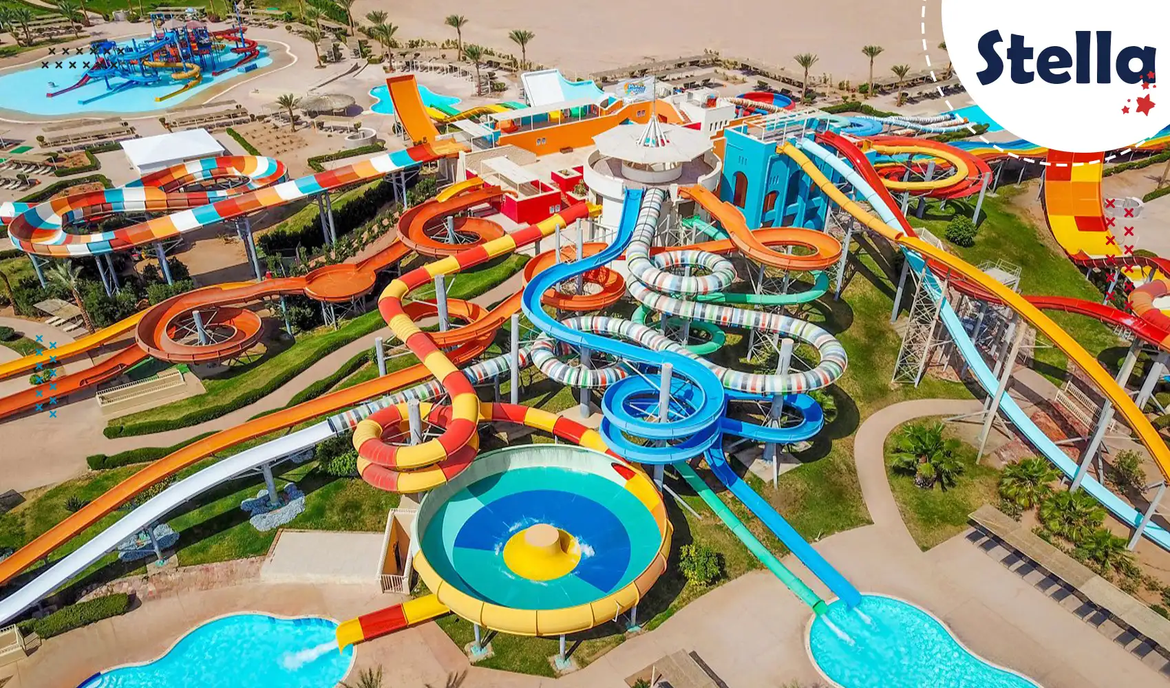 Water slides and pools at Makadi Water World near Hurghada