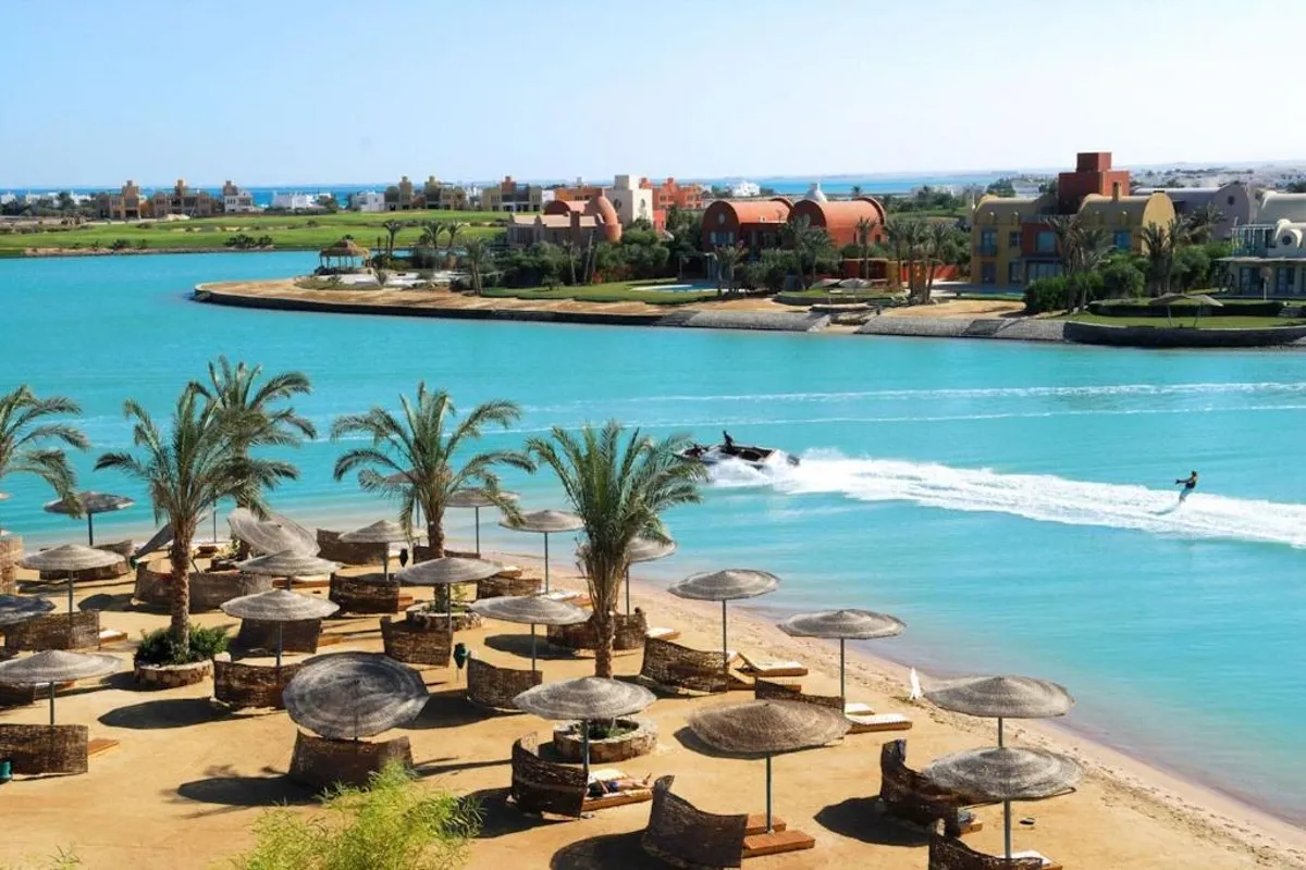 Yachts moored along the waterfront at Abu Tig Marina in El Gouna
