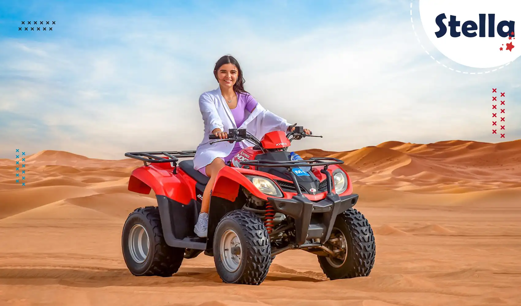 Riders on automatic quad bikes crossing the open desert near Hurghada