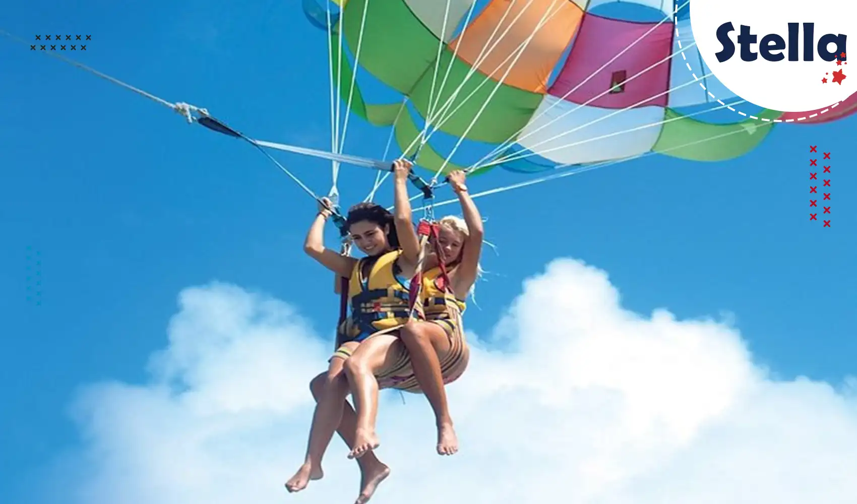 Parasailing canopy flying above the Red Sea near Hurghada